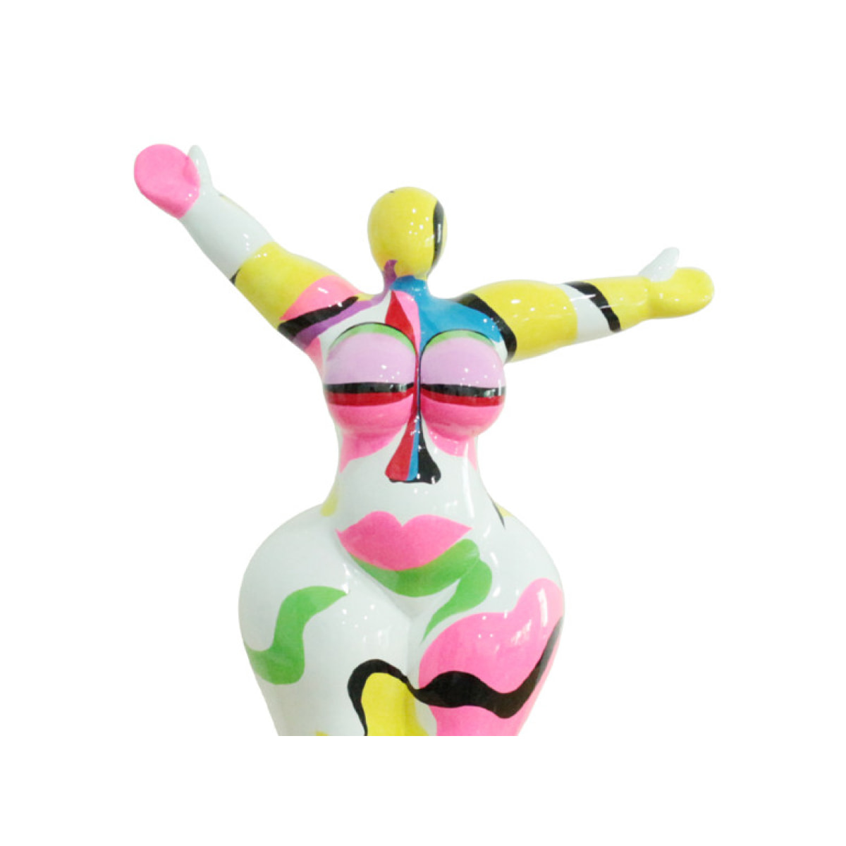 Statue femme en résine bras levés multicolore H54cm - SUBHA 03