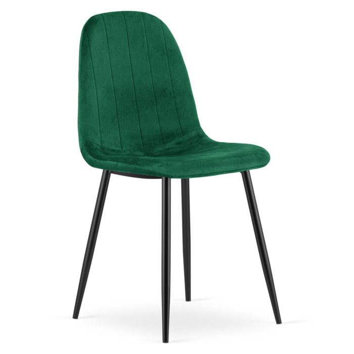 Sedia da pranzo Padva in velluto verde smeraldo