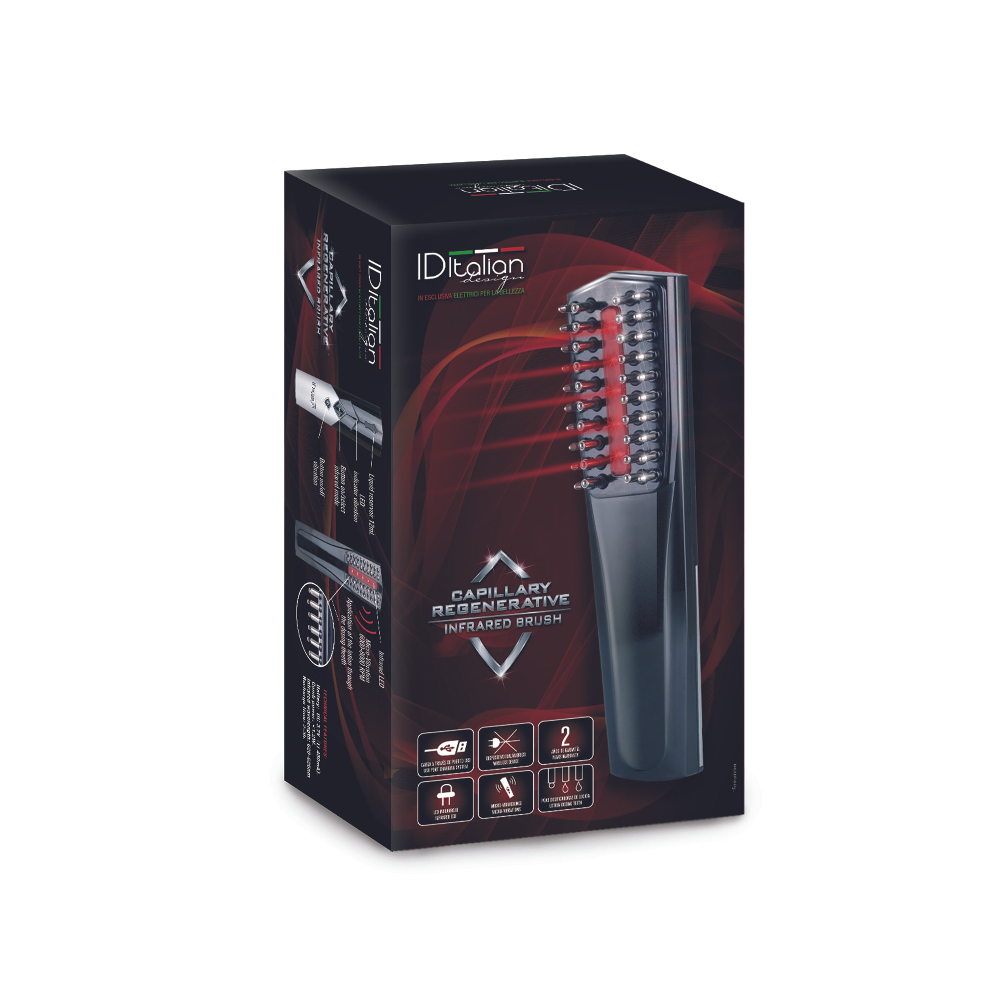 Brosse Capillaire Régénérative Infrarouge - Noir - 7V