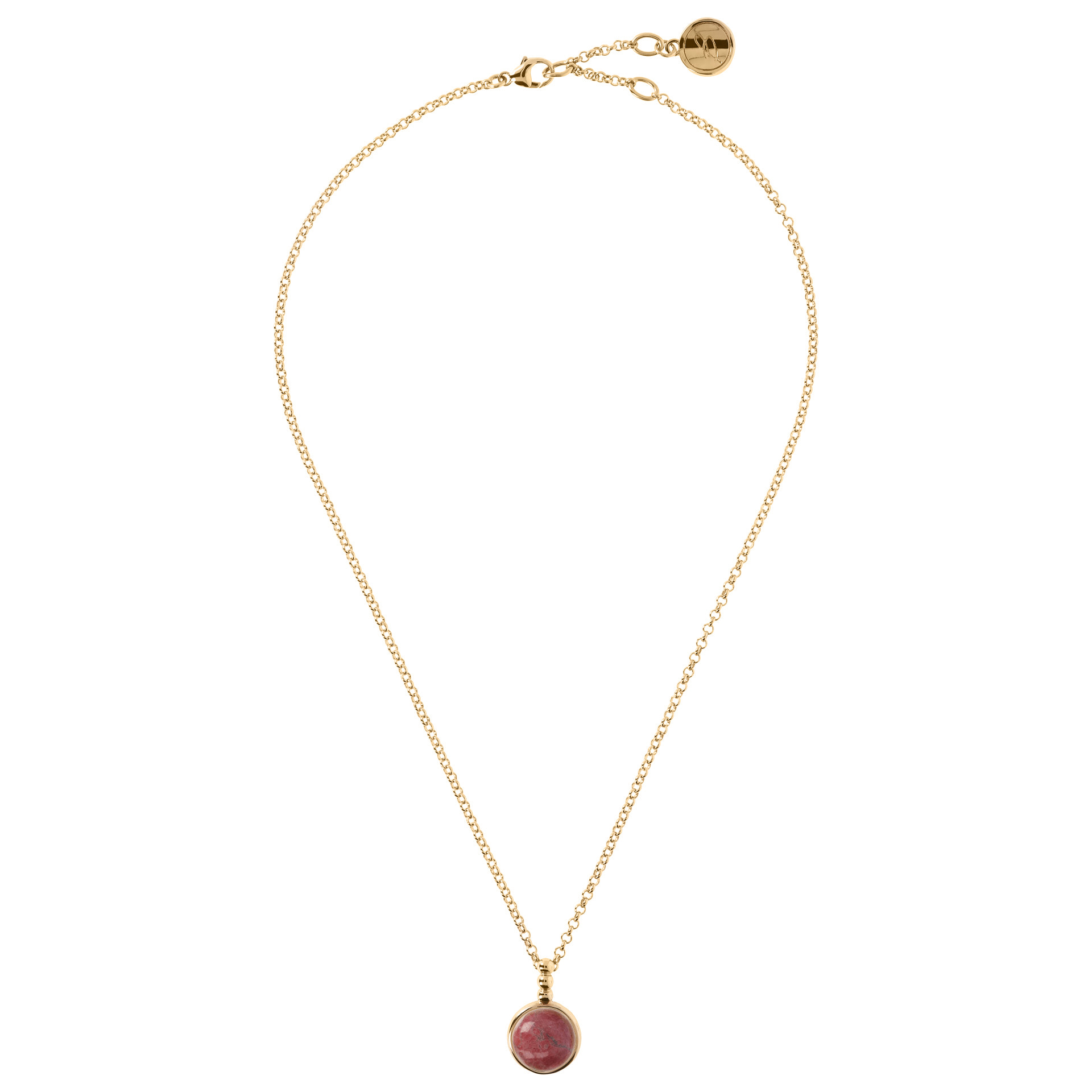 Collana Catena Rolo Golden con Pendente in Quarzite Rossa a Cabochon