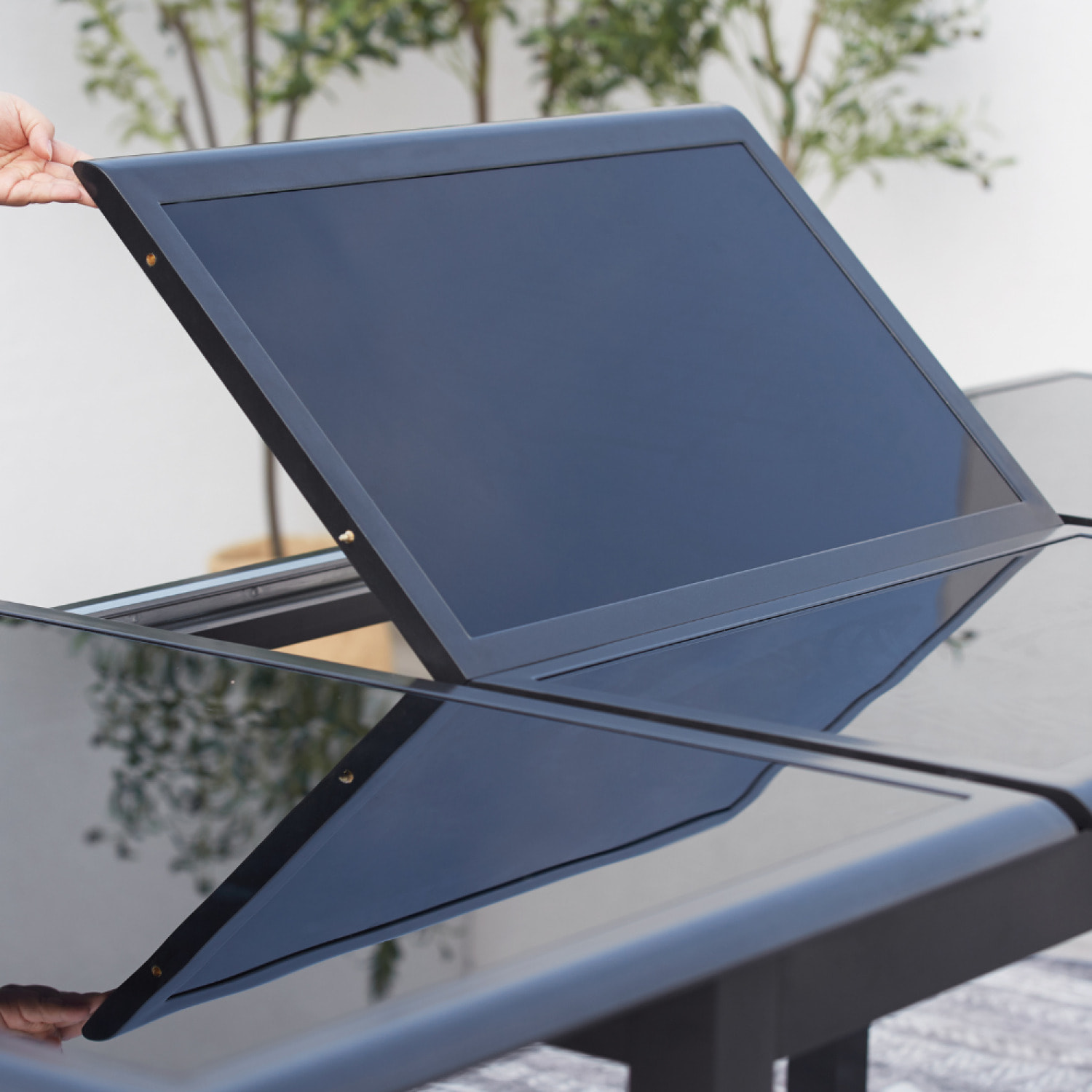 Table de jardin et 6 chaises en aluminium gris BAFFADI