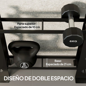 Soporte Mancuernas de 4 Niveles, Estante de Almacenamiento de Pesas de Acero Resistente para Mancuernas, Kettlebells, para Entrenamiento en Gimnasio Casa, Carga 200 kg, 70x21x55 cm