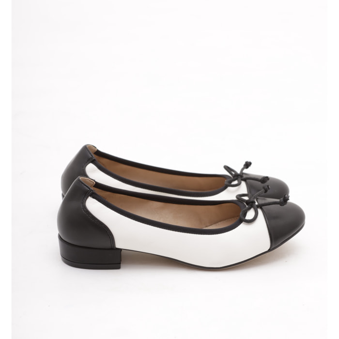 DECOLLETE' BALLERINA BICOLORE CHOCOLA' BIANCO