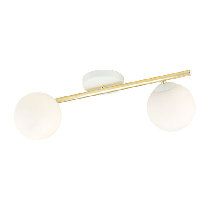 Lampada a sospensione SPLENDI in acciaio oro e vetro bianco