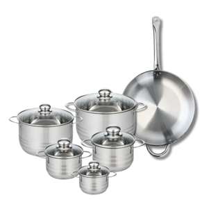 Ensemble de 1 Poêle de cuisson 32 cm et 5 faitouts 12, 14, 16, 20 et 24 cm Elo Profi Brillant