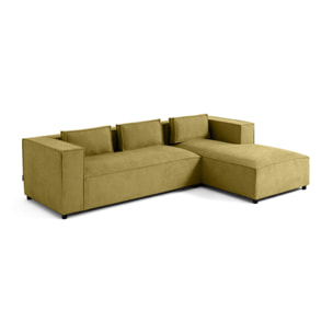 Stella - canapé d'angle droit - 4 places - en tissu texturé - Jaune