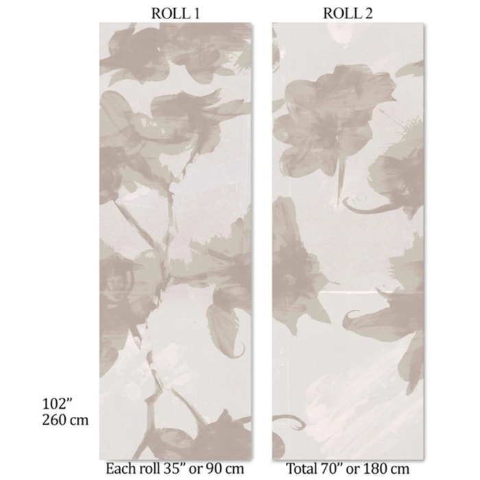 Carta da Parati Floreale Astratta in Tonalità Beige