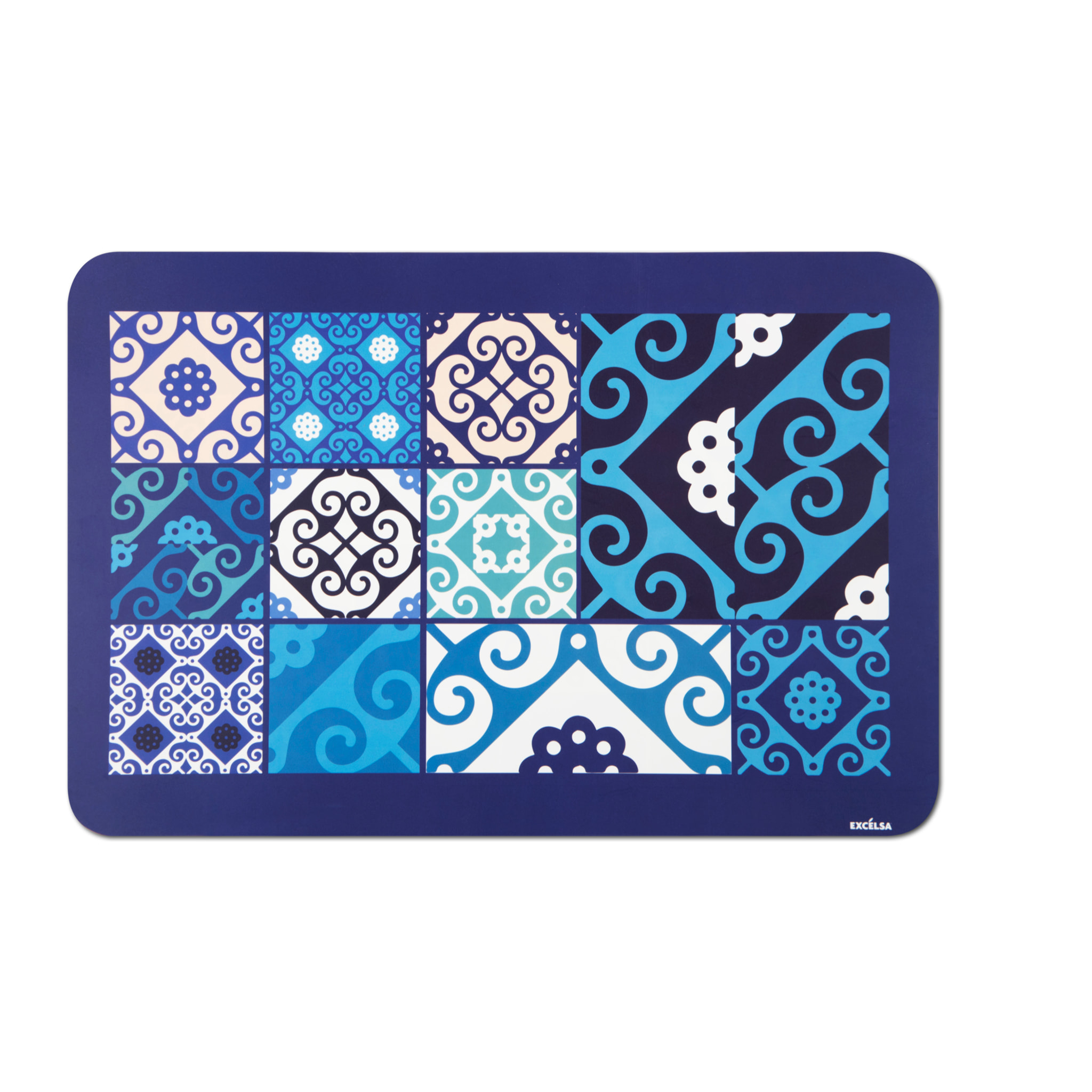 Set de 6 sets de table rectangulaires Excelsa – Maiolica Blue, Polypropylène Bleu