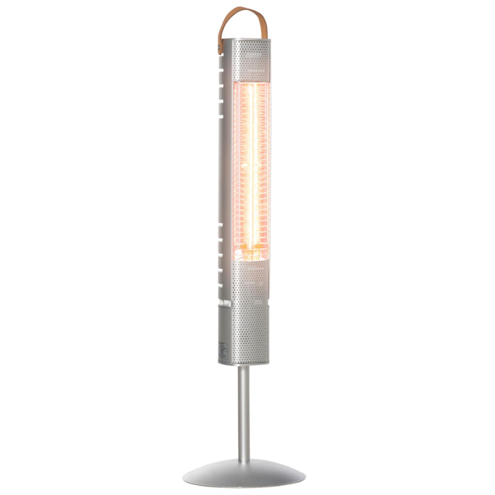 Chauffage extérieur infrarouge 1500 W - chauffage radiant sur pied avec poignée - dim. Ø 21 x 75H cm - alliage alu.