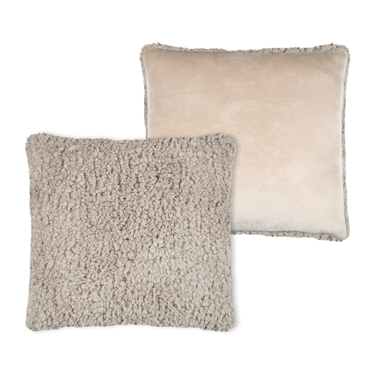 Coussin carré moelleux imitation fourrure - Taupe