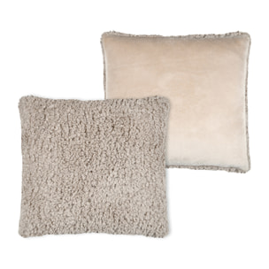 Coussin carré moelleux imitation fourrure - Taupe
