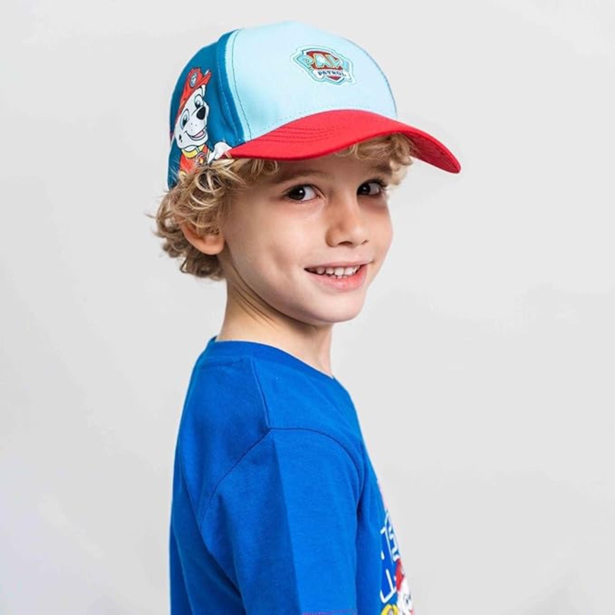 Gorra con visera curva de la patrulla canina - tricolor - apta de 4 a 8 años - con material brillante - gorra para niños con velcro trasero ajustable