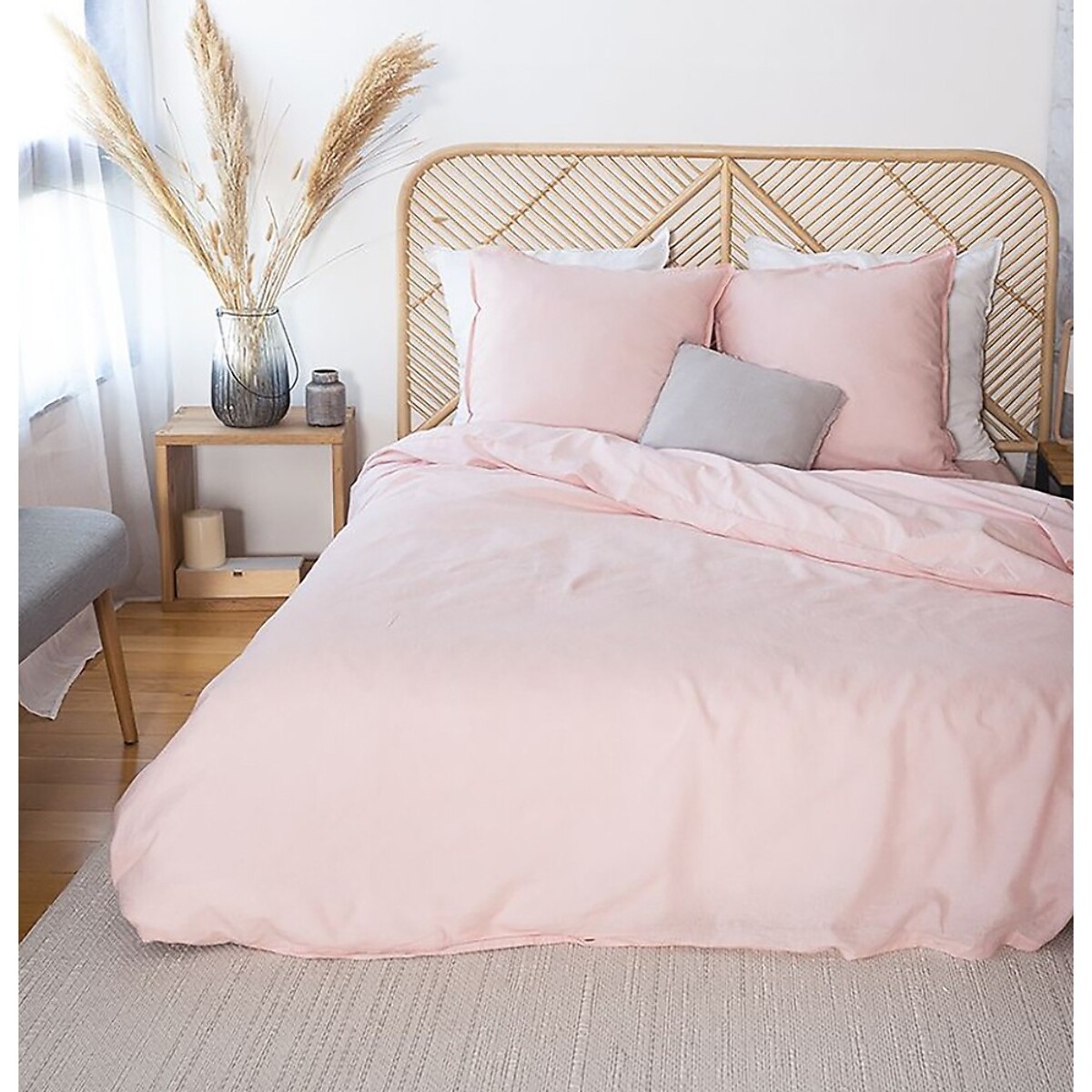 Parure Housse De Couette 3pcs 100% Lin/coton 57 Fils Lin MÉtis Uni