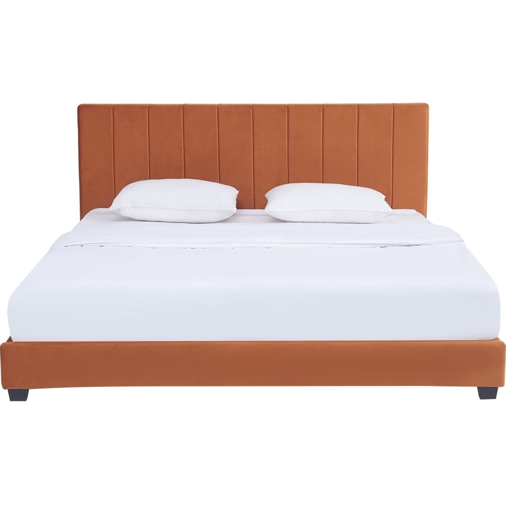 Lit avec tête de lit en velours - WILLIAM