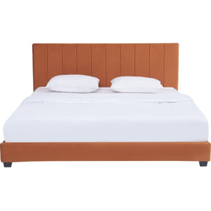 Lit avec tête de lit en velours - WILLIAM