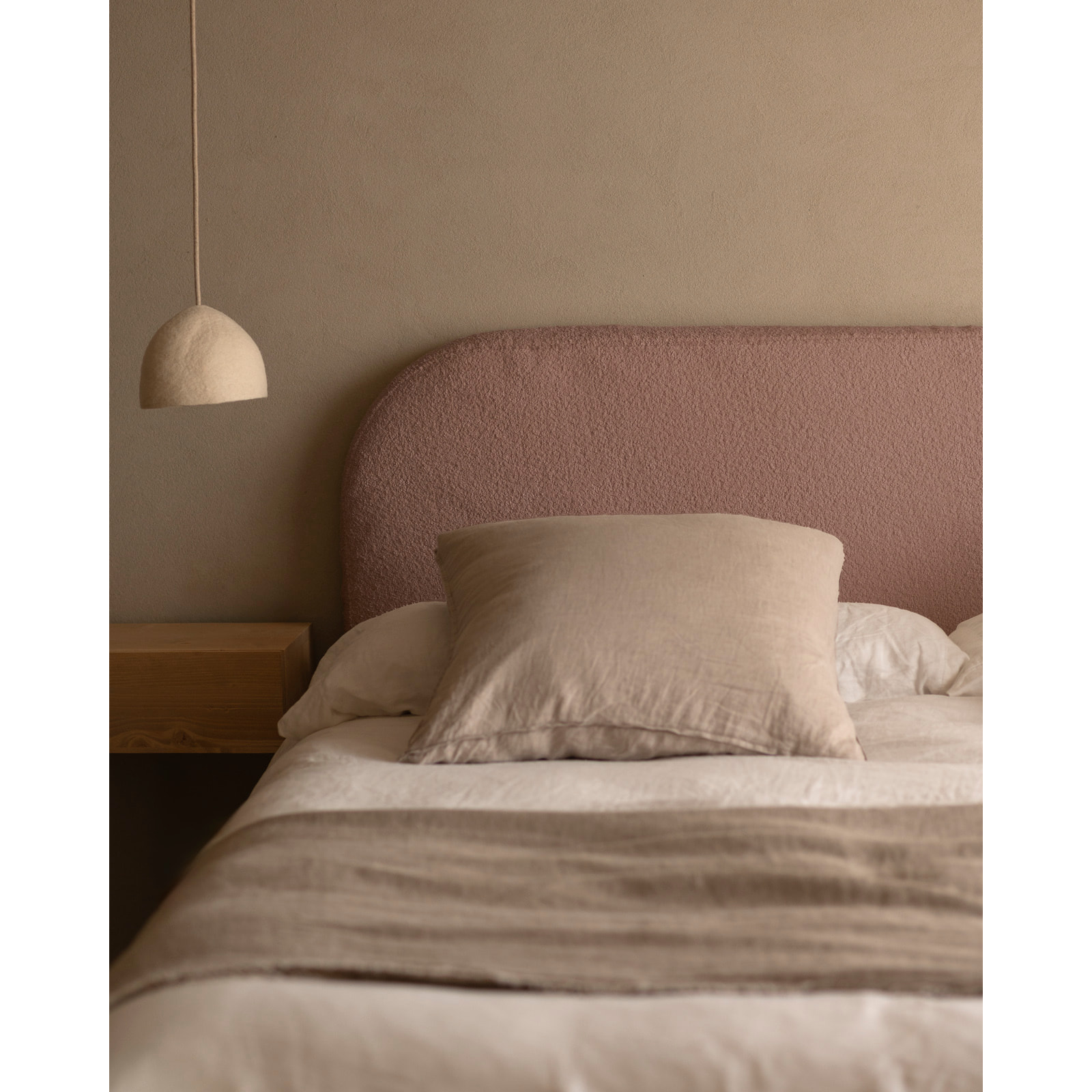 Funda para cabecero de bouclé rosa de varias medidas