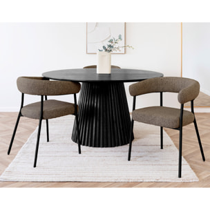 Sadie - lot de 2 chaises FSC  100% en tissu texturé - pieds en acier - Marron