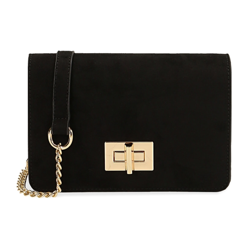 Borsa a tracolla minimal nera in microfibra