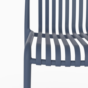 Lot de 2 chaises de bar de jardin 76 cm en plastique bleu marine - Duli