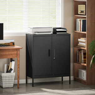 Armoire métallique de bureau verrouillable 2 portes 2 étagères noir