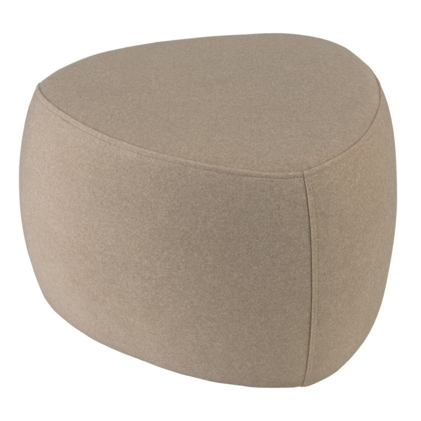 LEOPOLD - Pouf forme galet n°2 en tissu effet velours beige foncé