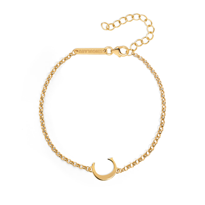Pulsera Single Letter Plata Baño Oro
