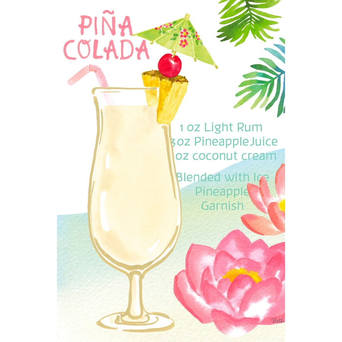 Tableau Pina colada en aquarelle Toile imprimée