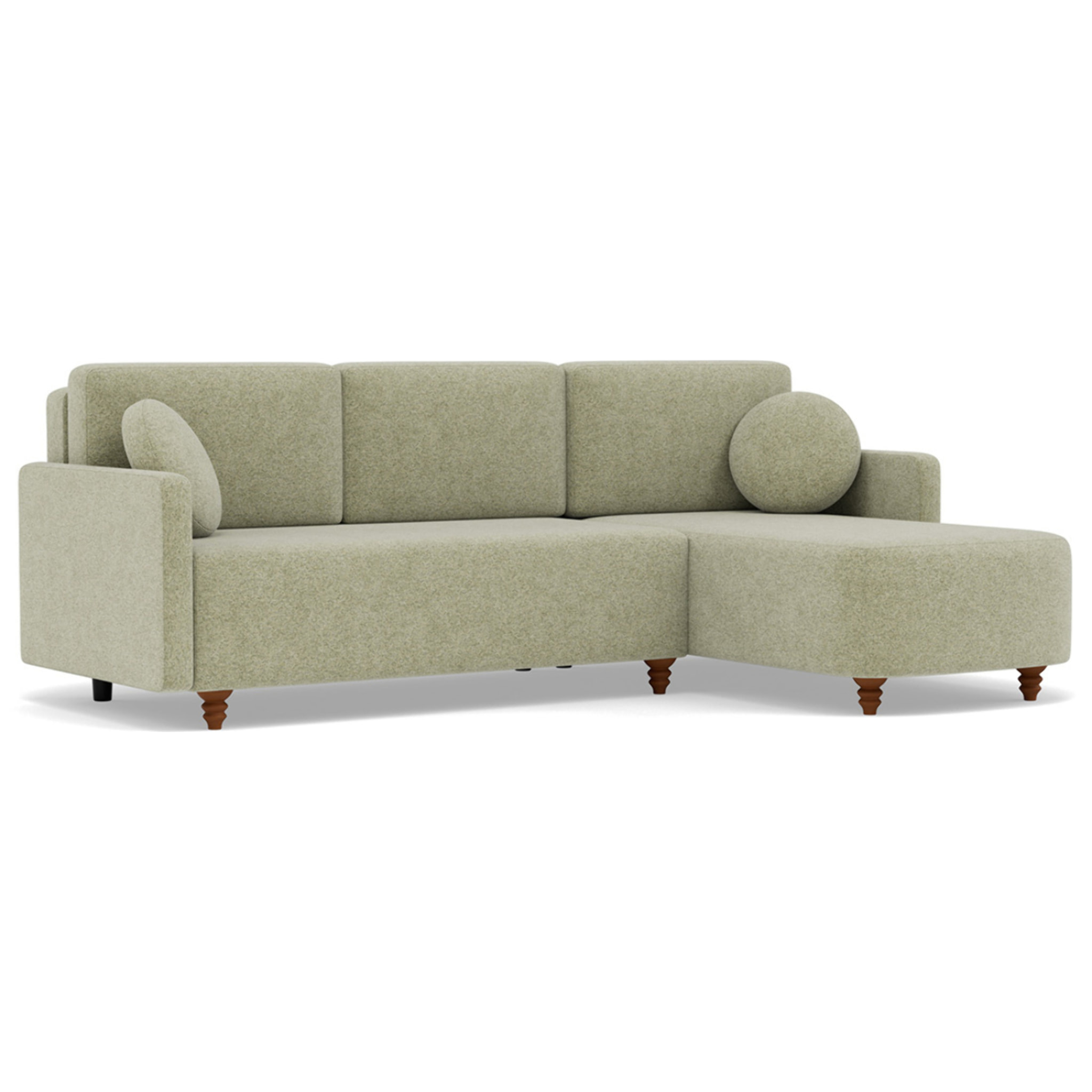 Calypso - canapé d'angle réversible 4 places convertible avec coffre en tissu - Vert sauge