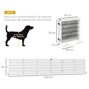 Barrière de sécurité parc enclos chien modulable pliable porte verrouillable intégrée 5 panneaux grillage acier noir bois de pin blanc