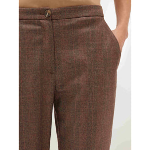 Motivi - Pantaloni con risvolto fantasia check - Marrone