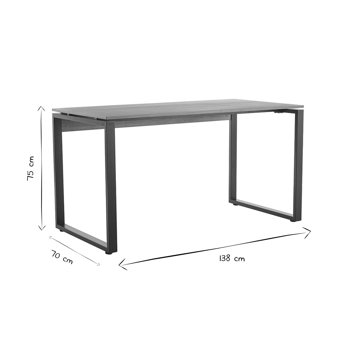 Bureau bois foncé et métal noir L138 cm OPAL