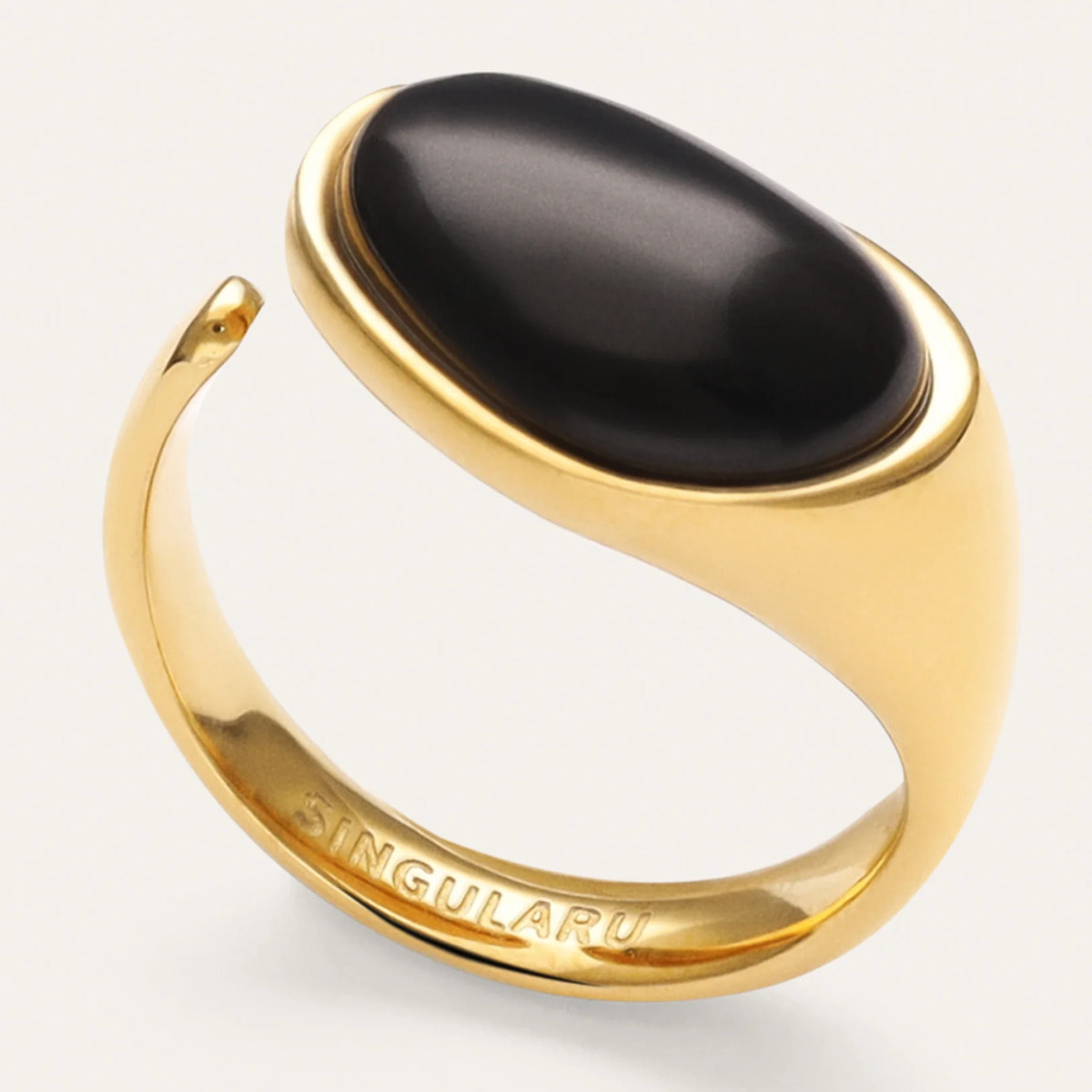 Anillo Black Catalina Acero Baño Oro