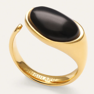 Anillo Black Catalina Acero Baño Oro