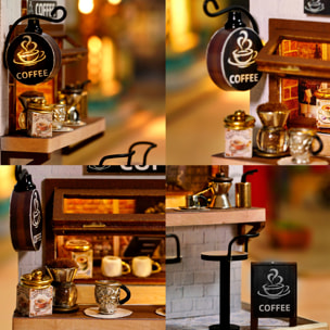 Colección Rincón de la felicidad, Tiempo de Café. Maqueta 3D realista con gran detalle, cubierta antipolvo y luces led.