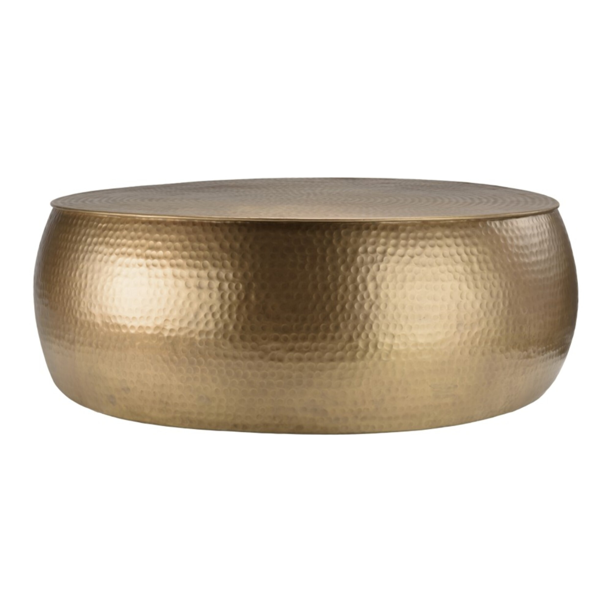 JOHAN - Table basse ronde 106x106cm effet martelé aluminium doré