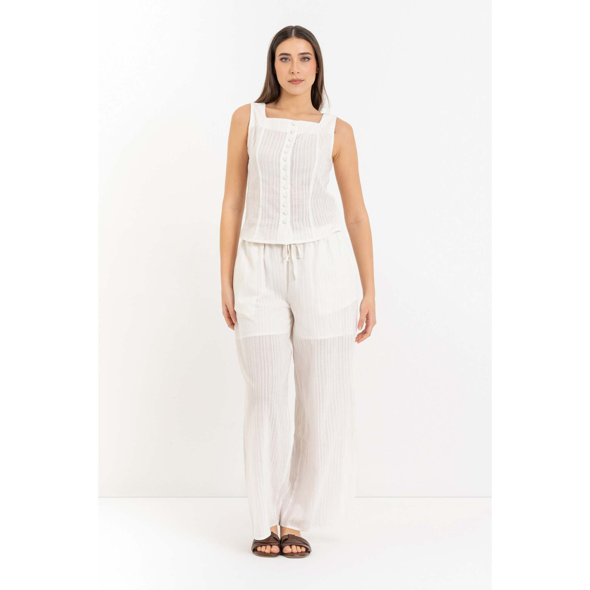 Kocca - Top in cotone a righe con scollo quadrato e bottoni Donna