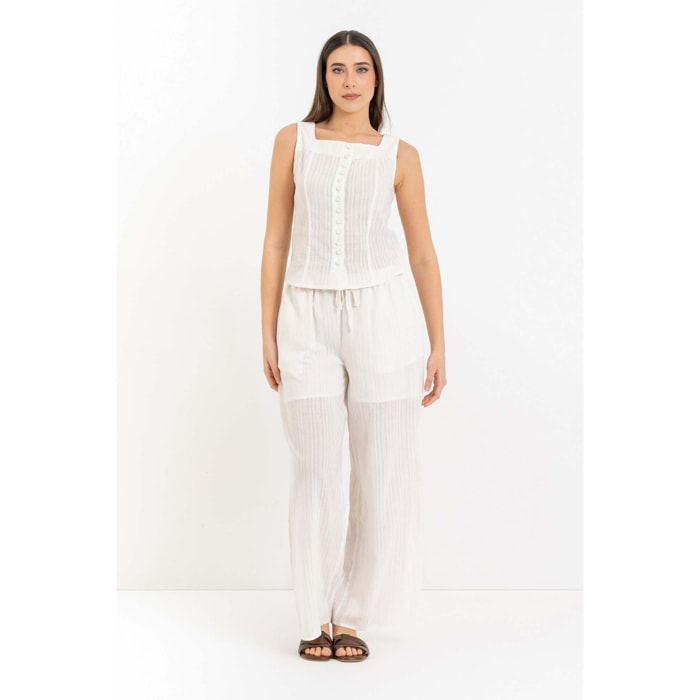 Kocca - Top in cotone a righe con scollo quadrato e bottoni Donna