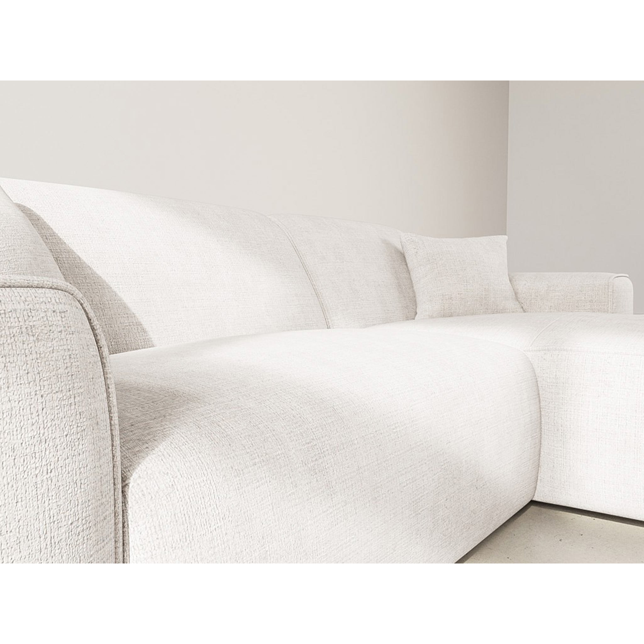 Lison - Canapé d'angle droit 4 places en velours texturé - Beige