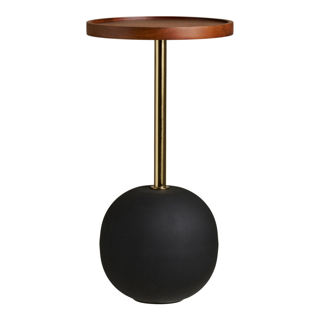 Tavolino d'appoggio Sirone in legno di mango e acciaio finitura ottone nero ø30×56 cm