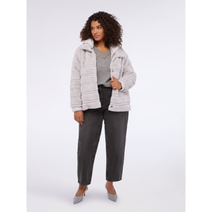 Fiorella Rubino - Chaqueta de peluche con pechera desmontable - Gris