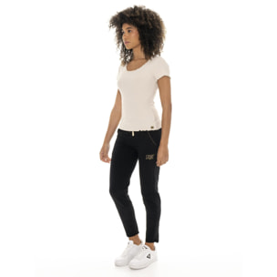 T-shirt da donna in costina elasticizzata Leone Chic Gold