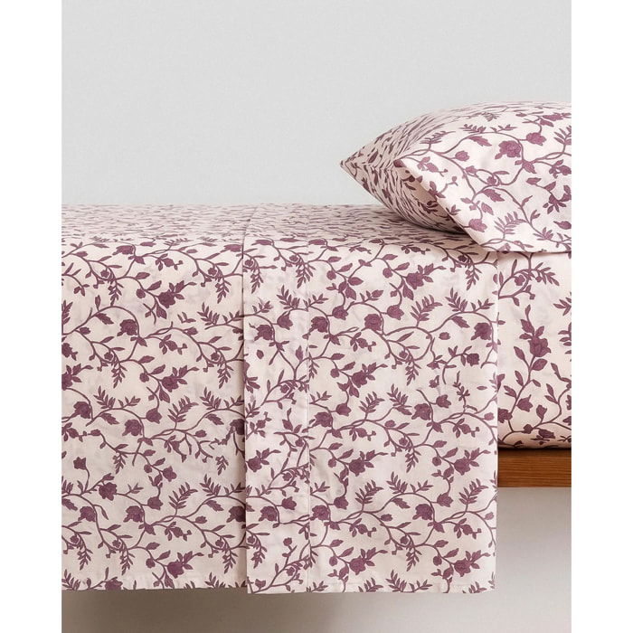Set di lenzuola in cotone 100% helena malva/rosa