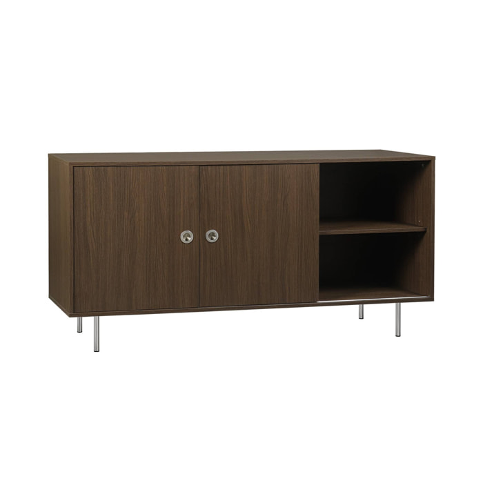 Buffet vintage décor bois et acier inoxydable 2 portes 150cm SHELBY