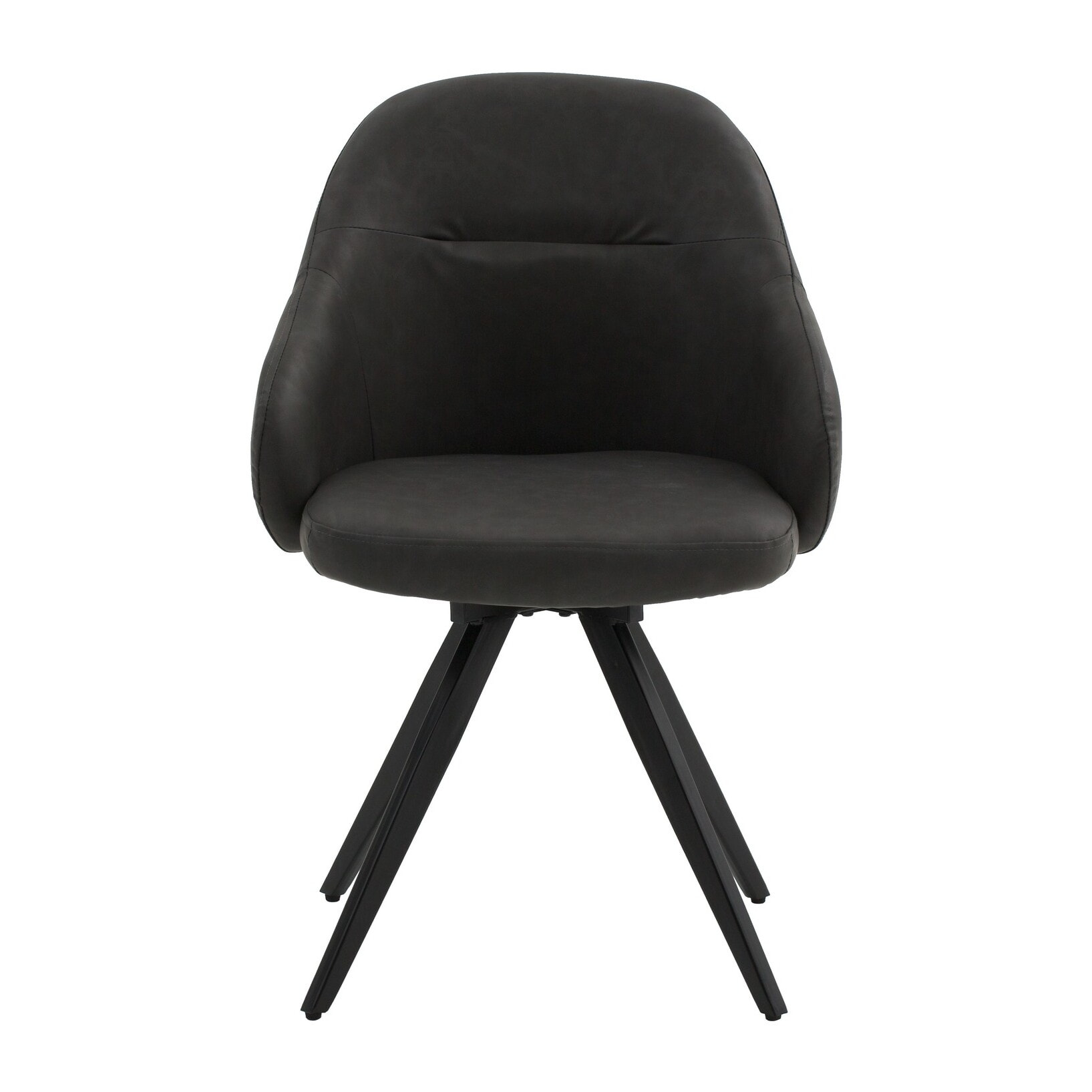 Set di 4 sedie girevoli COVENT in similpelle antracite e gambe in metallo nero, con braccioli