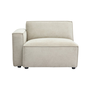 Module d'angle gauche pour canapé en tissu chenille beige SPLIT