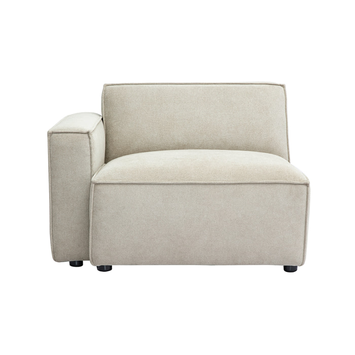 Module d'angle gauche pour canapé en tissu chenille beige SPLIT