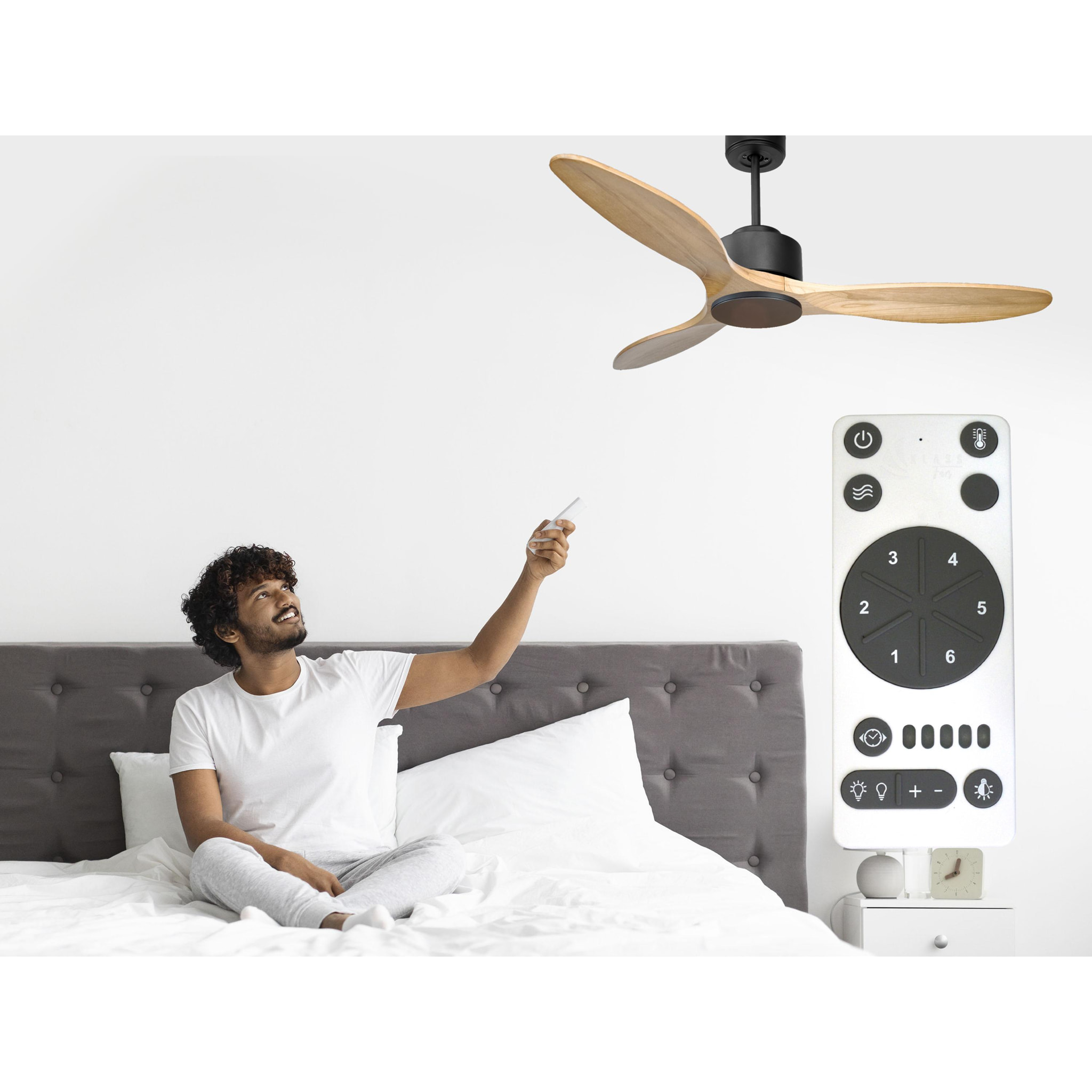 Ventilateur de plafond ø132 cm avec Wifi Réversible Hypersilence 40   W Noir