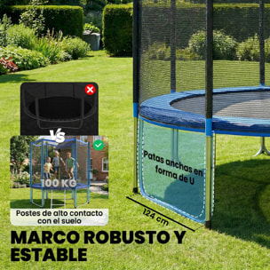 Cama Elástica para Niños Exterior Ø244 cm, Trampolín para Niños de +6 Años con Red de Seguridad, Escalera, Acolchado de Muelles y Marco de Acero Galvanizado, Carga 100 kg