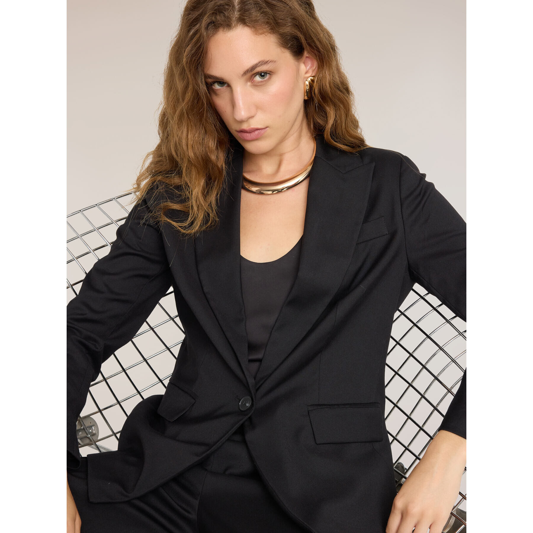 Motivi - Blazer de cady con botonadura sencilla - Negro