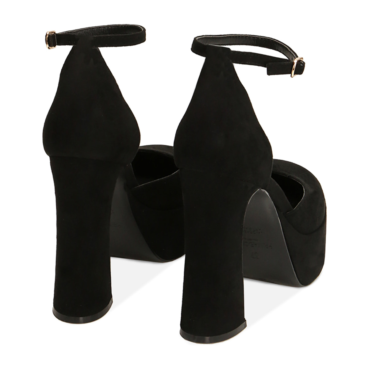 Escote plataforma negro en microfibra tacón 11,5 cm